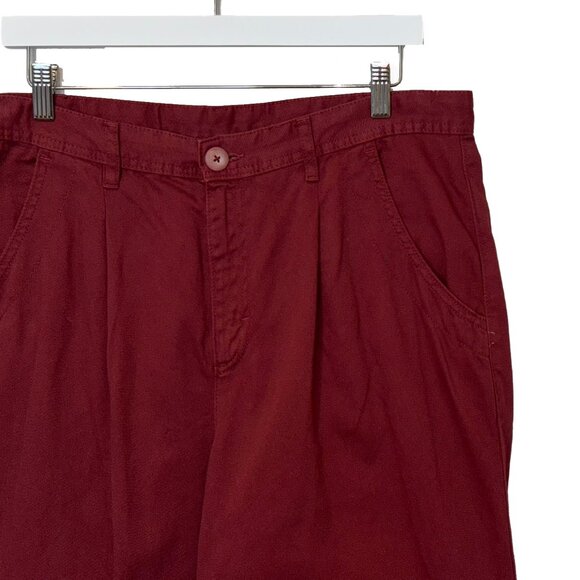 Free People 100% Cotton Rust Red Pleated Pants - Size 12 - Picture 1 of 6